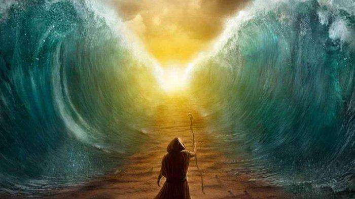 Ilustrasi Nabi Musa membelah laut merah atas izin Allah SWT. (Foto: Istimewa)